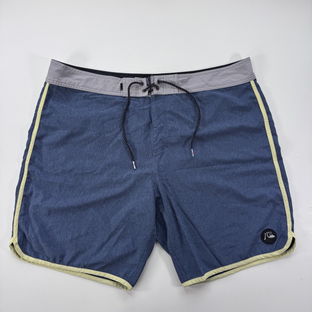 QUICKSILVER 9" Board Shorts Mens 40 Blue Beach Swim Vacation Tie Hook/Loop